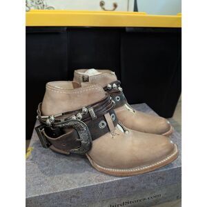 Freebird Saloon Taupe Leather Ankle Booties Zip Women’s Size 8